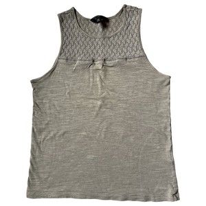 Banana Republic Women's Tank Top Size XS Chevron Crochet Pattern Beige Tan Gold